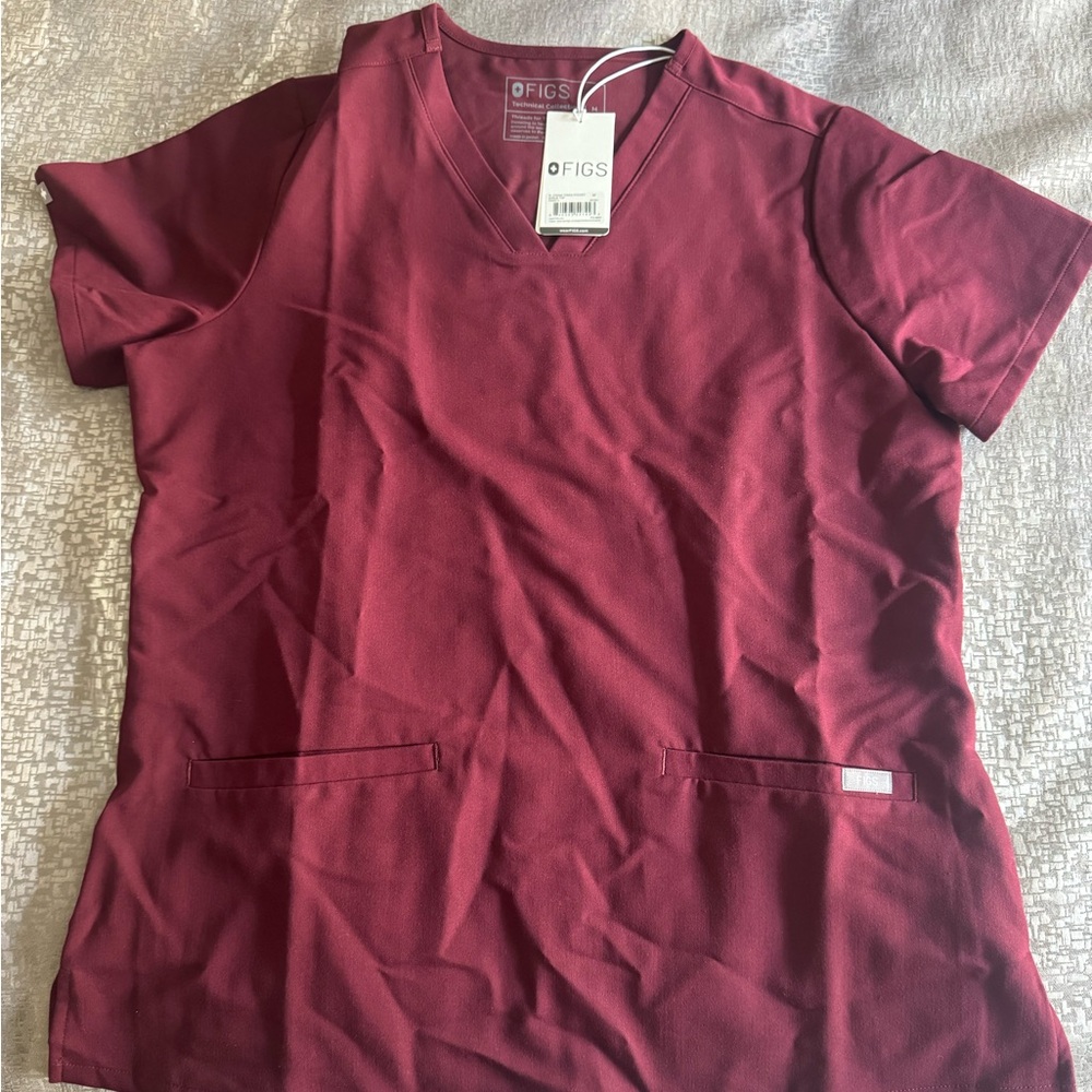 Figs Size Medium Burgundy Casma Scrub Top NWT